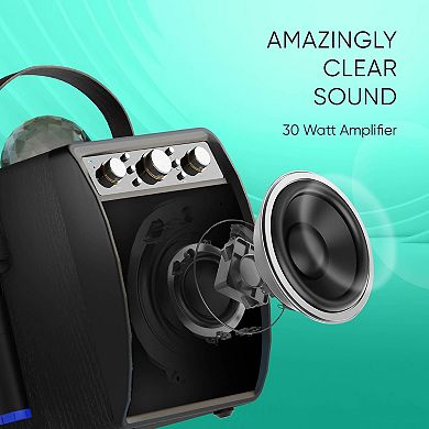 Masingo Compact Karaoke Machine with 2 Wireless Microphones & Disco Ball