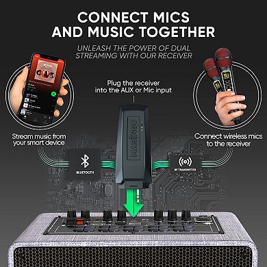 Masingo Set of 2 UHF Microphone Bluetooth Adapters