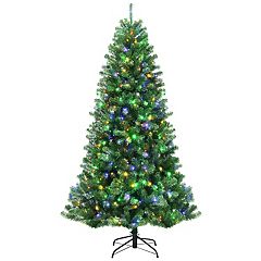 Fraser Hill Farm 7.5-ft. Jingle Pine Artificial Christmas Tree with  Multicolor LED Lights and Remote