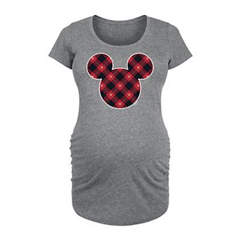 Disney's Mickey Mouse Maternity Silhouette Plaid Fill Graphic Tee