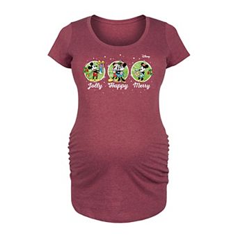 Disney's Mickey & Minnie Mouse Maternity Jolly Happy Merry Graphic Tee
