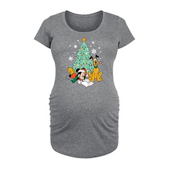 Disney's Mickey Mouse & Pluto Maternity Christmas Tree Graphic Tee
