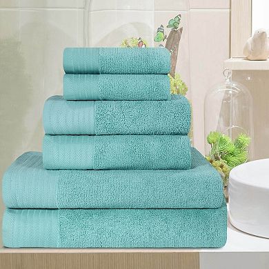 SUPERIOR 6-Piece Turkish Cotton Solid Bath Towel Set