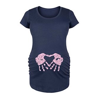 Maternity Handprint Heart Girl Graphic Tee