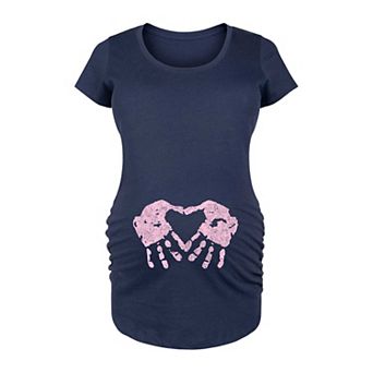 Maternity Handprint Heart Girl Graphic Tee