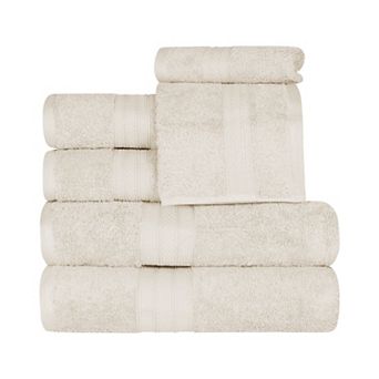 SUPERIOR 6 pc Long Staple Combed Cotton Highly Absorbent Solid Towel Set