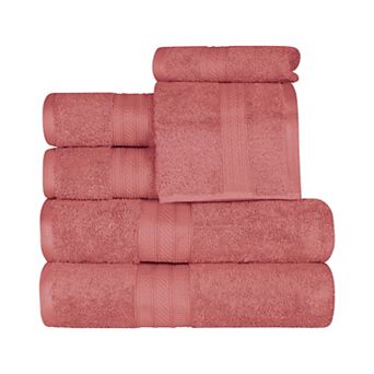 SUPERIOR 6 pc Long Staple Combed Cotton Highly Absorbent Solid Towel Set