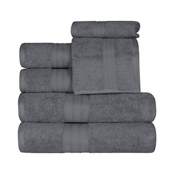 SUPERIOR 6 pc Long Staple Combed Cotton Highly Absorbent Solid Towel Set