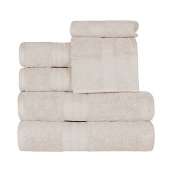 SUPERIOR 6 pc Long Staple Combed Cotton Highly Absorbent Solid Towel Set