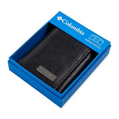 Men's Columbia RFID Leather Trifold Wallet with Hidden Zipper Pocket