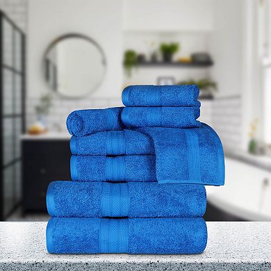 SUPERIOR 8-piece Long Staple Combed Cotton Highly Absorbent Solid Towel Set