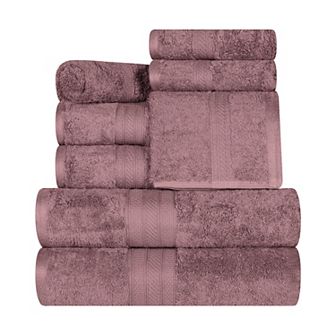 SUPERIOR 8 pc Long Staple Combed Cotton Highly Absorbent Solid Towel Set