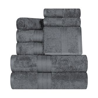 SUPERIOR 8 pc Long Staple Combed Cotton Highly Absorbent Solid Towel Set