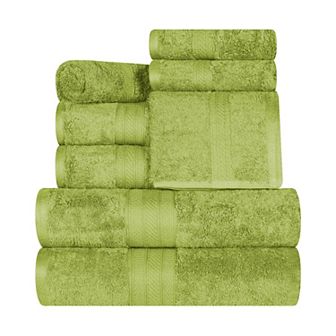 SUPERIOR 8 pc Long Staple Combed Cotton Highly Absorbent Solid Towel Set
