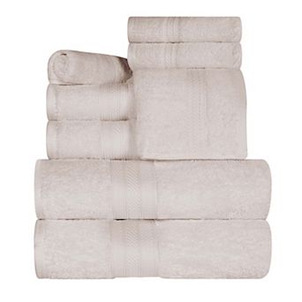 SUPERIOR 8 pc Long Staple Combed Cotton Highly Absorbent Solid Towel Set