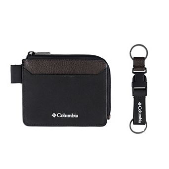 Men's Columbia RFID-Blocking Half Zip Card Case Wallet and Key Chain Set