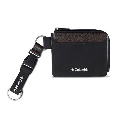 Men's Columbia RFID-Blocking Half Zip Card Case Wallet and Key Chain Set