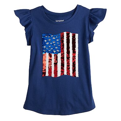 Girls 4-12 Jumping Beans® American Flag Short Sleeve Flutter Tee Flutter Tee