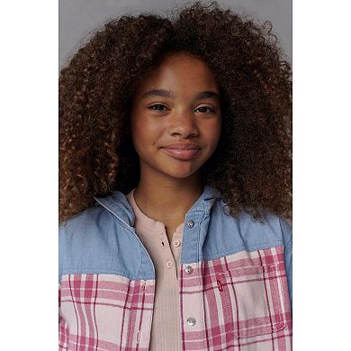 Girls 7-16 Levi's® Denim & Plaid Button-up Hooded Shirt