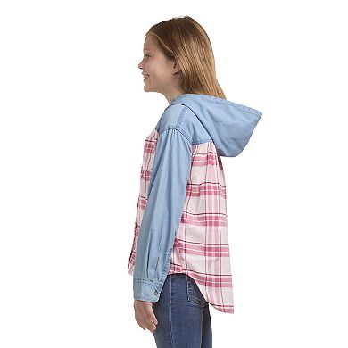 Girls 7-16 Levi's® Denim & Plaid Button-up Hooded Shirt