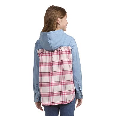 Girls 7-16 Levi's® Denim & Plaid Button-up Hooded Shirt