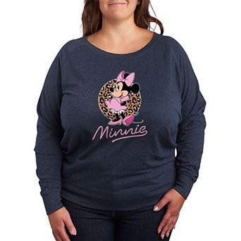 Disney's Minnie Mouse Plus Size Leopard Print French Terry Long Sleeve Tee