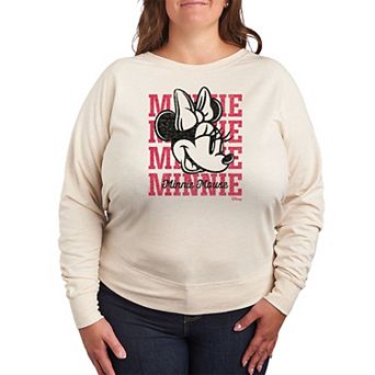 Disney's Minnie Mouse Plus Size Repeated French Terry Long Sleeve Tee