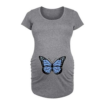 Maternity Butterfly Blue Graphic Tee