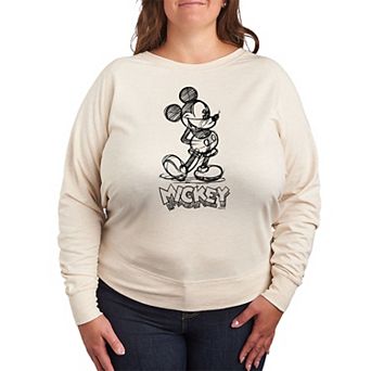 Disney's Mickey Mouse Plus Size Sketch French Terry Long Sleeve Tee