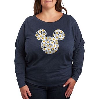 Disney's Mickey Mouse Plus Size Daisies French Terry Long Sleeve Tee