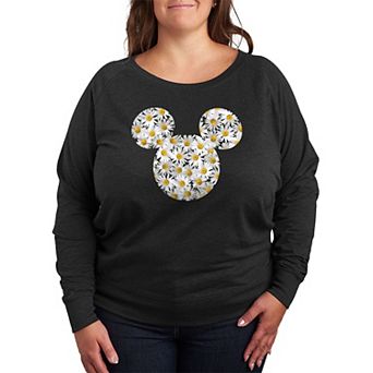 Disney's Mickey Mouse Plus Size Daisies French Terry Long Sleeve Tee