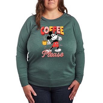 Disney's Mickey Mouse Plus Size Coffee Please French Terry Long Sleeve Tee