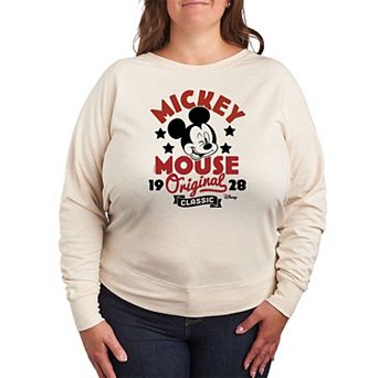 Disney's Mickey Mouse Plus Size Badge French Terry Long Sleeve Tee