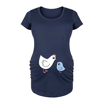 Maternity Mama Baby Chicken Blue Graphic Tee
