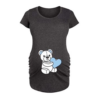 Maternity Teddy Bear Blue Graphic Tee