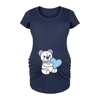 Maternity Teddy Bear Blue Graphic Tee