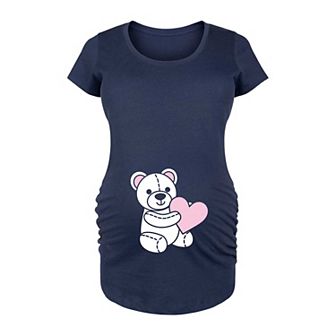 Maternity Teddy Bear Pink Graphic Tee