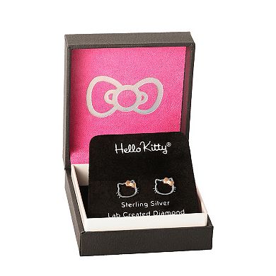 Hello Kitty Sterling Silver 1/3 Carat T.W. Diamond Stud Earrings