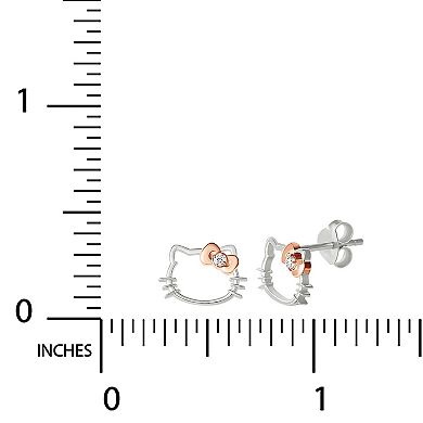 Hello Kitty Sterling Silver 1/3 Carat T.W. Diamond Stud Earrings