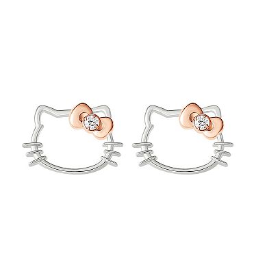 Hello Kitty Sterling Silver 1/3 Carat T.W. Diamond Stud Earrings
