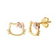 14k Gold Cat Stud Earrings