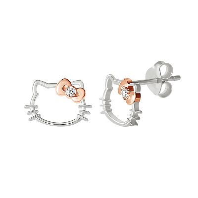 Hello Kitty Sterling Silver 1 3 Carat T.W. Diamond Stud Earrings