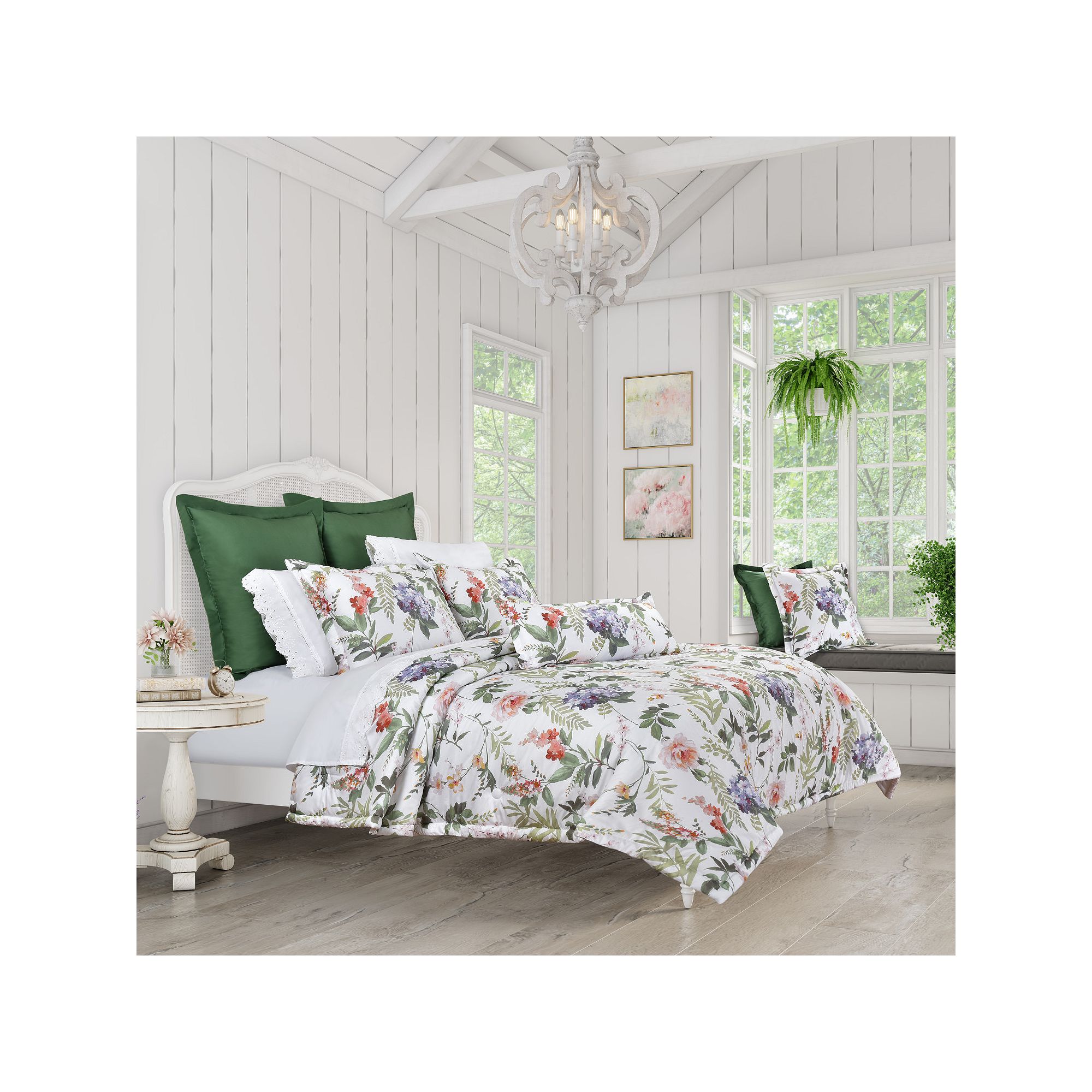 Five Queens Court Claudia Euro Comforter & Sham Set, White