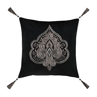 Five Queens Court Dalton Square Embellished Decorative Throw Pillow