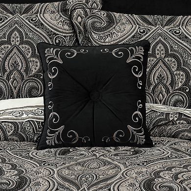 Five Queens Court Dalton Floral Border Square Decorative Throw Pillow