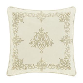 Five Queens Court Nicolas Winter White Square Decorative Throw Pillow