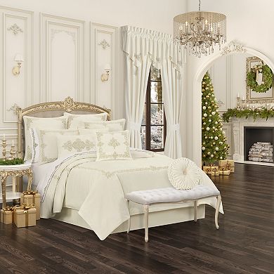 Five Queens Court Nicolas Winter White Square Decorative Throw Pillow