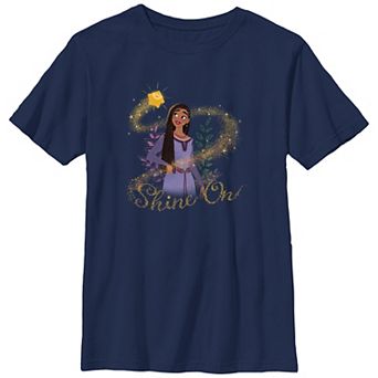 Boys Husky Wish Shine On Sparkling Letters Graphic Tee