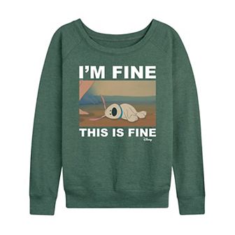 Disney's Mulan Little Brother Women's I'm Fine French Terry Long Sleeve Tee