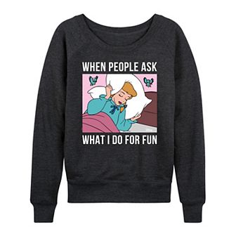 Disney Princess Cinderella Women's What I Do For Fun Is Sleeping French Terry Long Sleeve Tee
